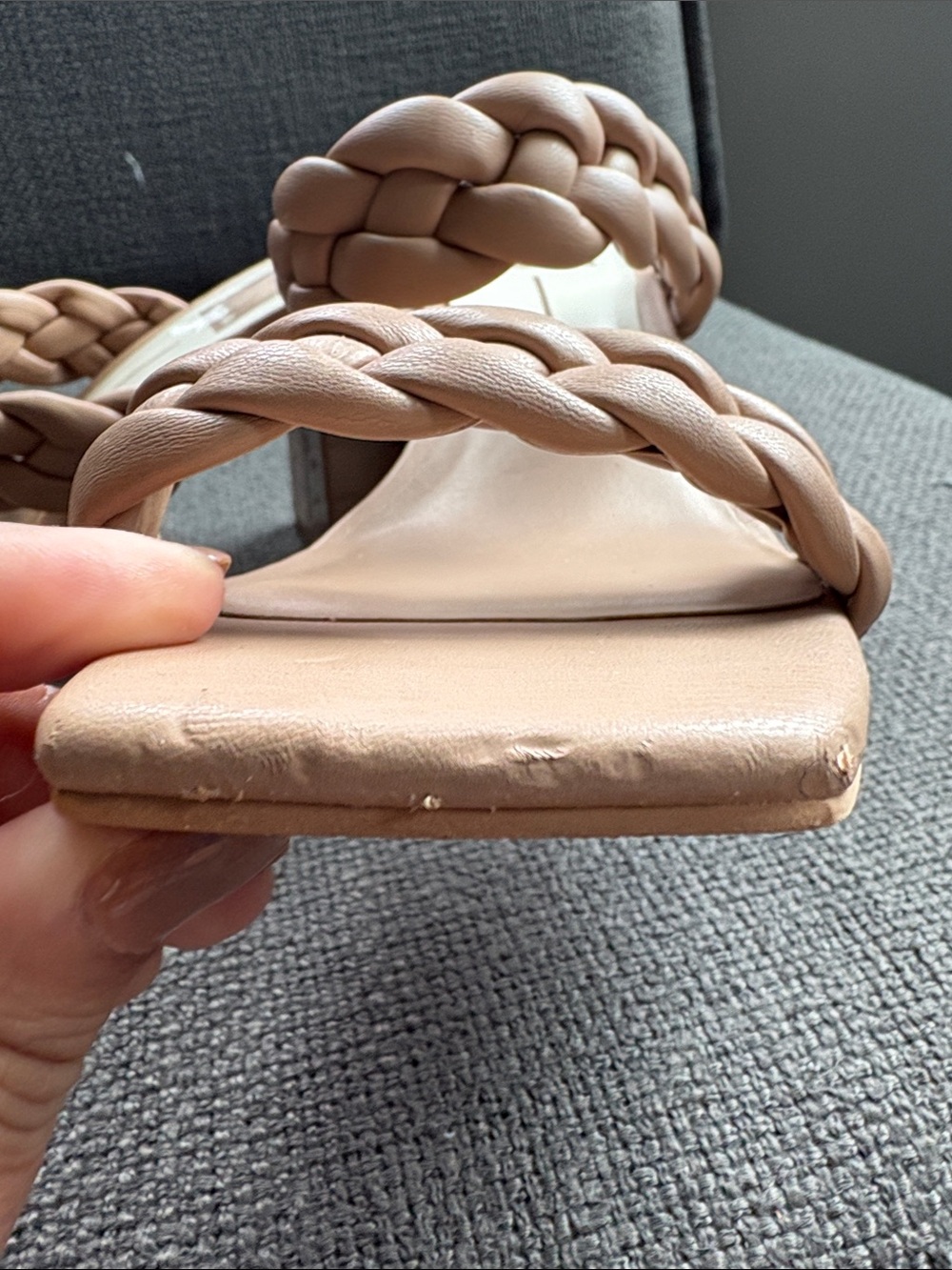 Dolce Vita Braided Double-Strap Nude Heeled Slides - Picture 6 of 7